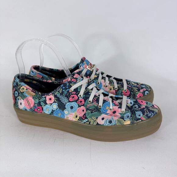 Keds x Rifle Paper Co. Triple Kick Garden Party Sneakers Womens 10 Navy Multi - Picture 2 of 10